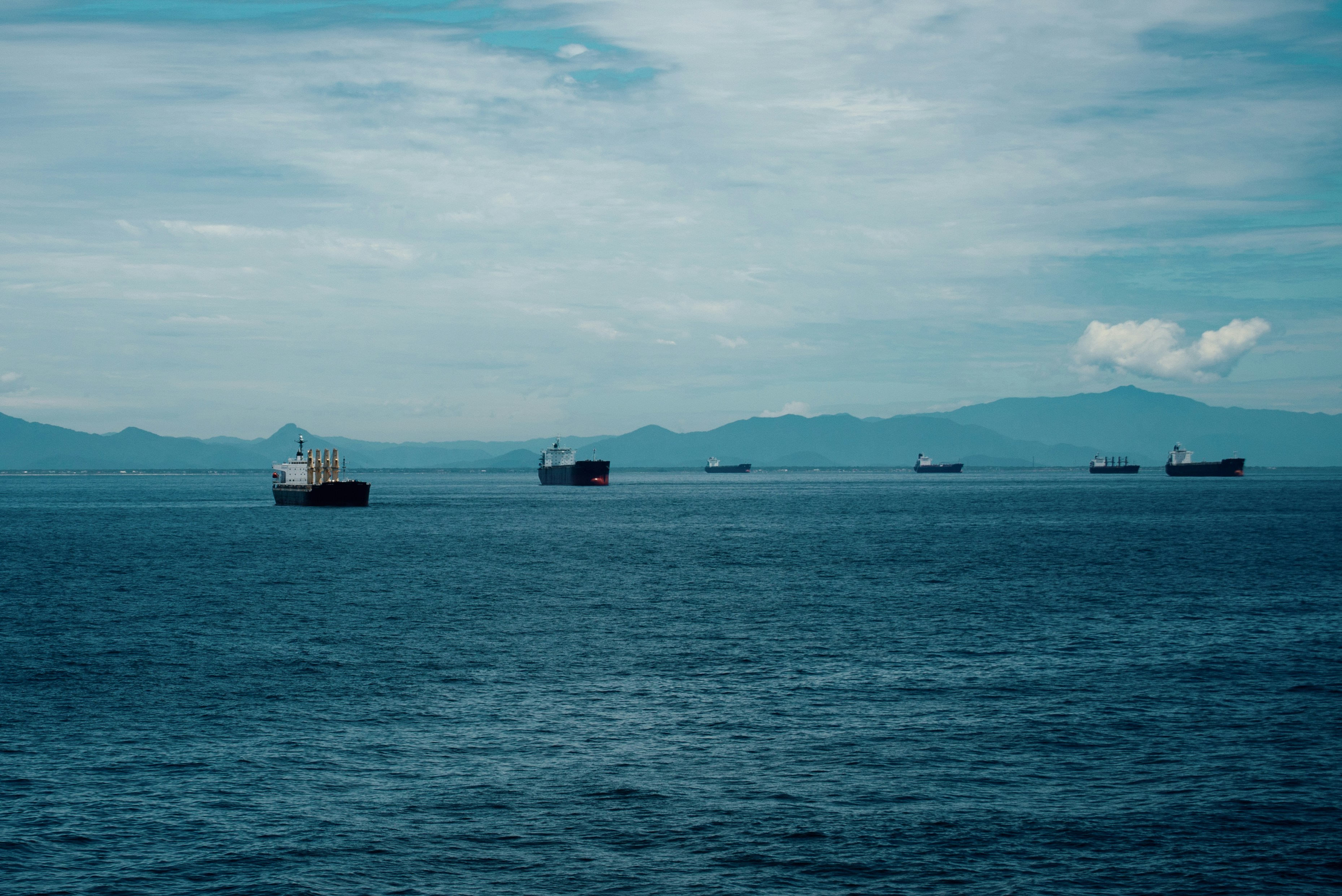 Merchant vessels at sea near the Strait of Hormuz